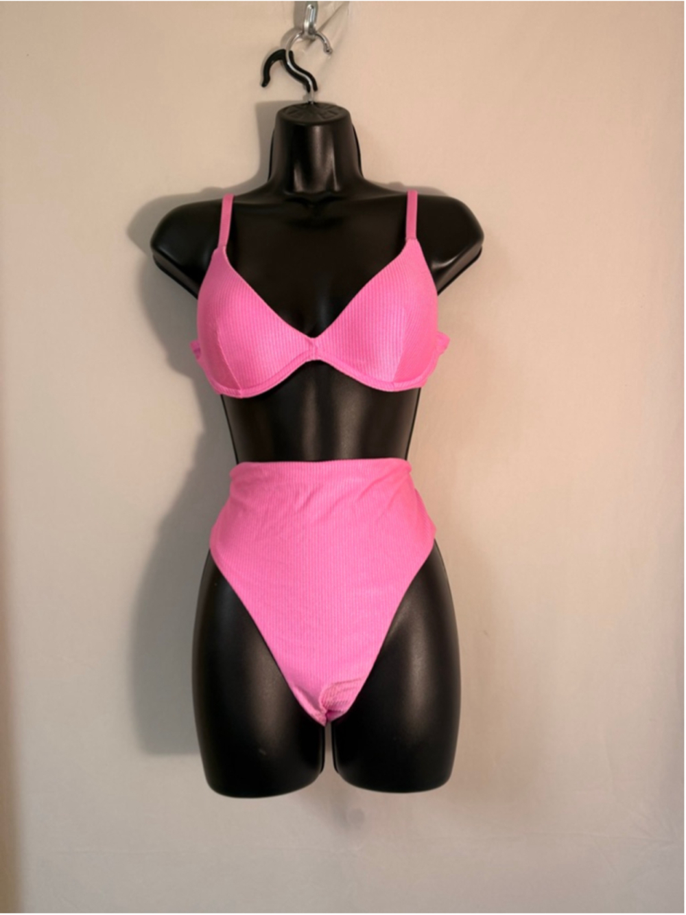 Pink two-piece swimsuit